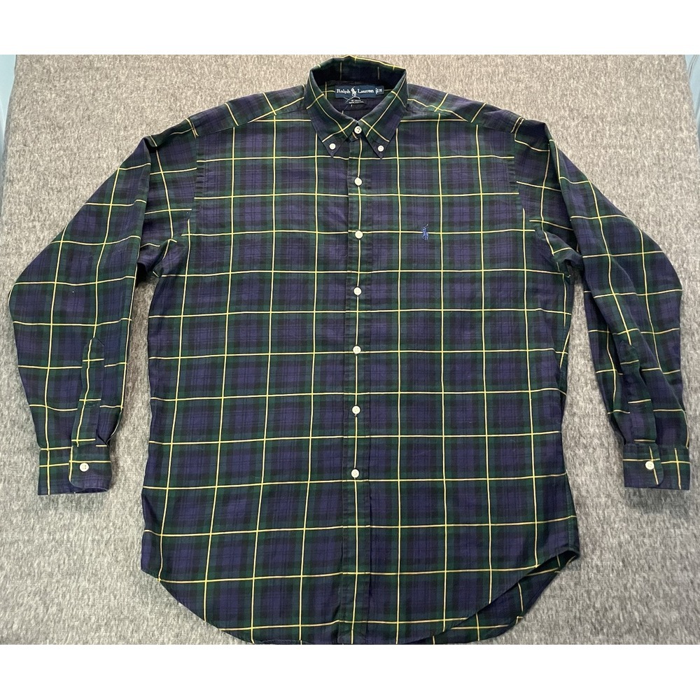 Vintage Polo Ralph Lauren Shirt Mens XL Blake Plaid Preppy Casual Tartan